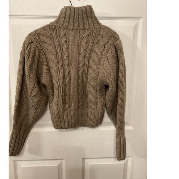 ASTR the LABEL Chunky Cable-Knit Mock Neck Brown Sweater, S - Picture 7 of 7